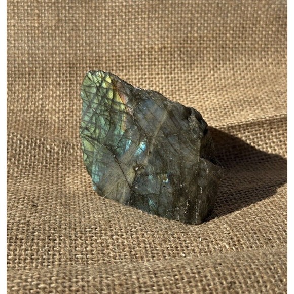 Labradorite Raw and Semi-Polished Specimen Slab 2.5" x 3" - Picture 11 of 12